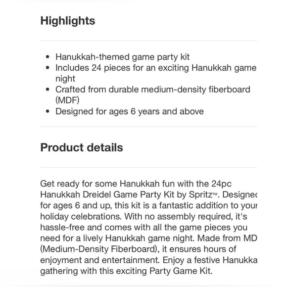 24pc Hanukkah Dreidel Game Party Kit - Spritz™ - Picture 4 of 4